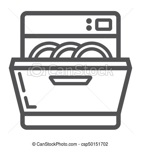 450x470 Dishwasher Line Icon, Kitchen And Appliance, Vector Graphics - Dishwasher Drawing