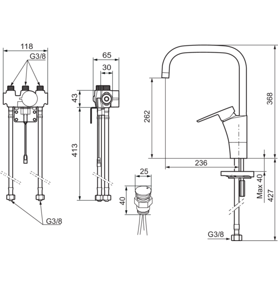 570x580 Mora Cera Duo With Electronic Dishwasher Valve - Dishwasher Drawing