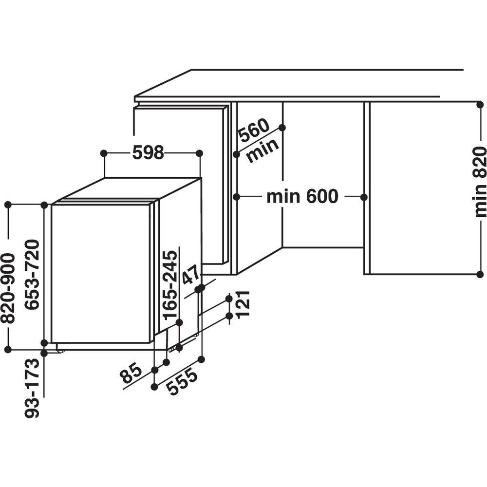 1000x1000 Whirlpool Fully Integrated Dishwasher - Dishwasher Drawing