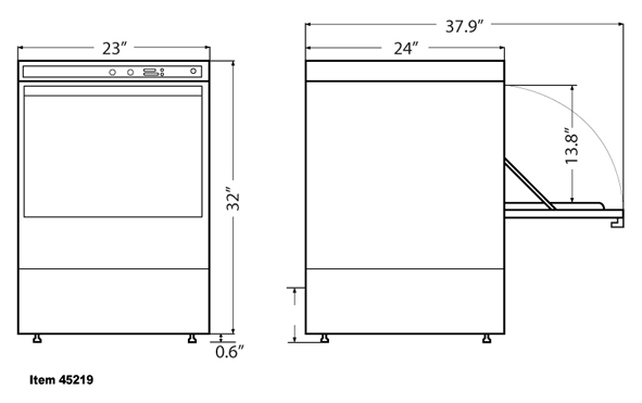 591x371 Inch Undercounter High Temperature Dishwasher - Dishwasher Drawing