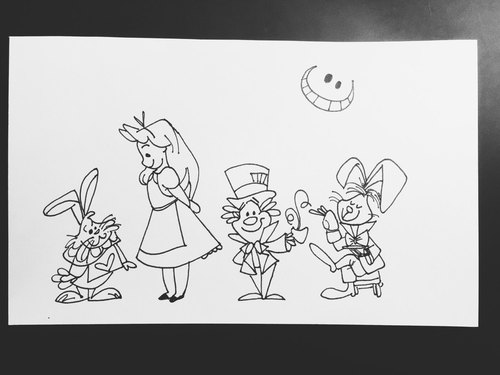 500x375 Alice In Wonderland Original Character Illustration - Disney Alice In Wonderland Drawings