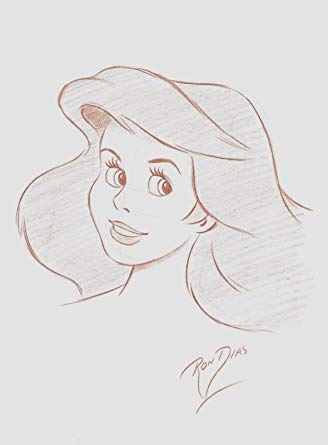 328x445 Ron Dias Hand Drawing Signed Authentic Sketch Of Ariel Little - Disney Ariel Drawing