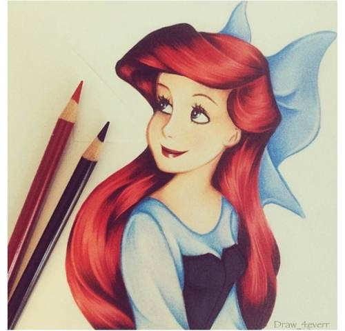 500x480 This Is A Sketched Picture Of A Disney Princess Named Ariel - Disney Ariel Drawing