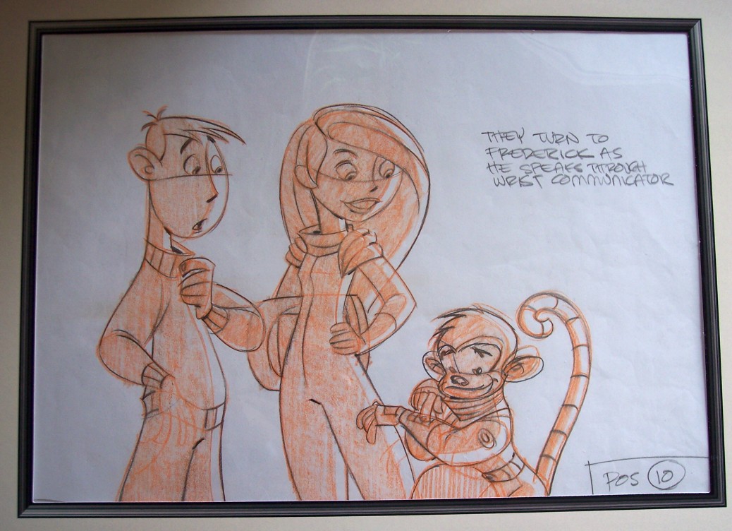 1038x752 kim possible kim and ron original production drawing magic - Disney Art Drawings