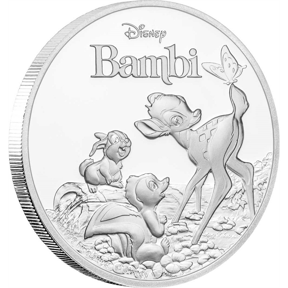 1000x1000 disney's bambi anniversary fine silver coin nz mint - Disney Bambi Drawing