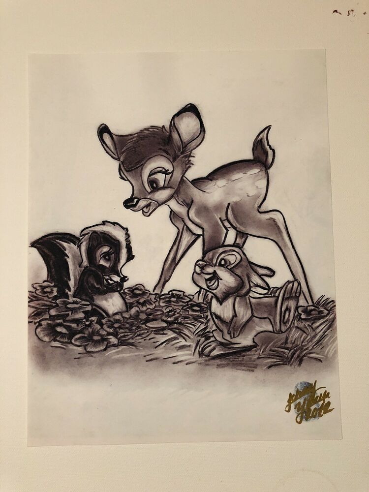750x1000 disney bambi art print from drawing! limited! ebay - Disney Bambi Drawing