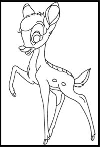 200x292 how to draw disney's bambi cartoon characters drawing tutorials - Disney Bambi Drawing
