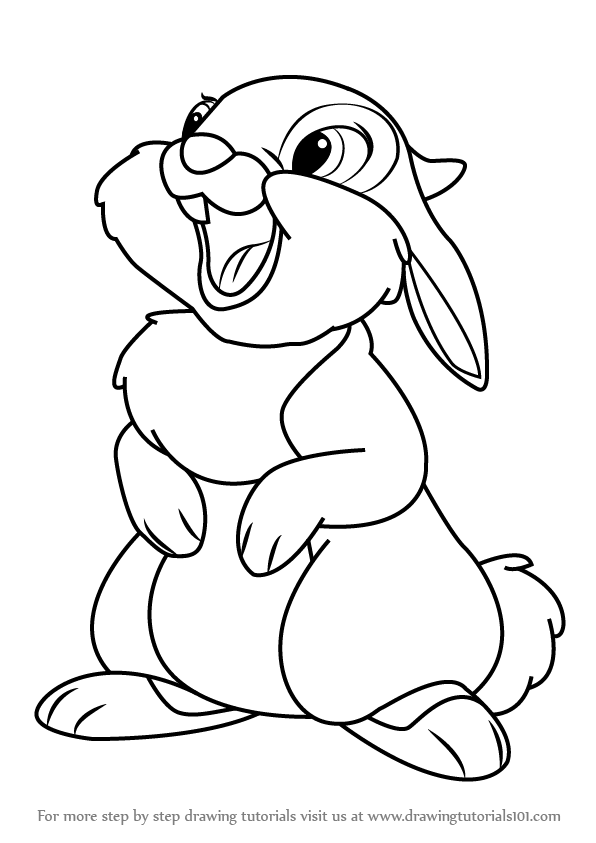 596x843 learn how to draw thumper from bambi - Disney Bambi Drawing
