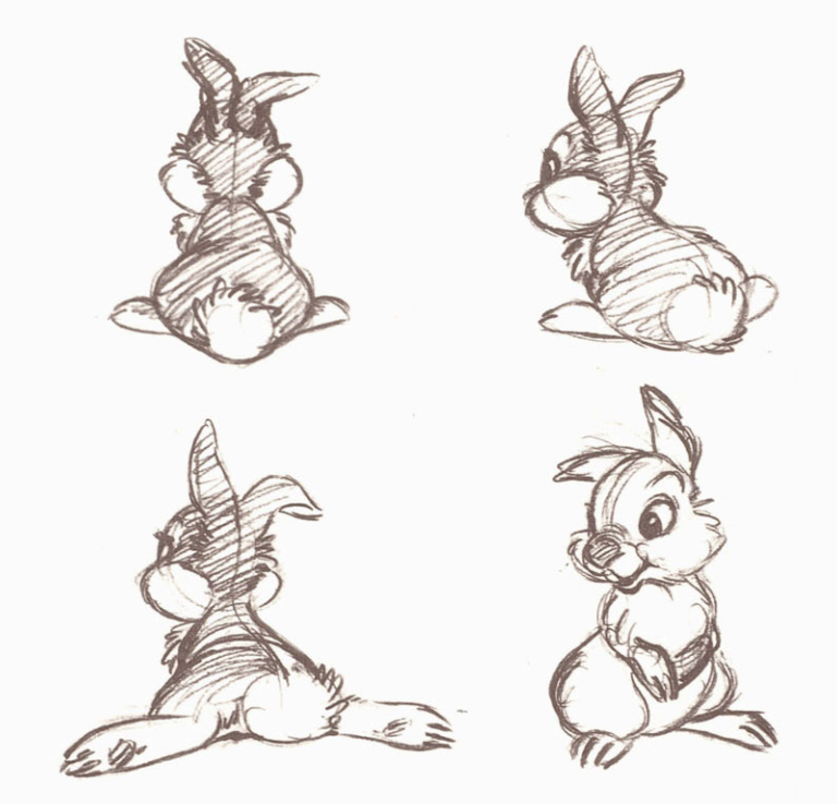 768x738 disney bambi concept art animation thumper character design - Disney Bambi Drawing