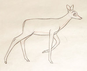 300x245 rare walt disney bambi mother original production animation - Disney Bambi Drawing