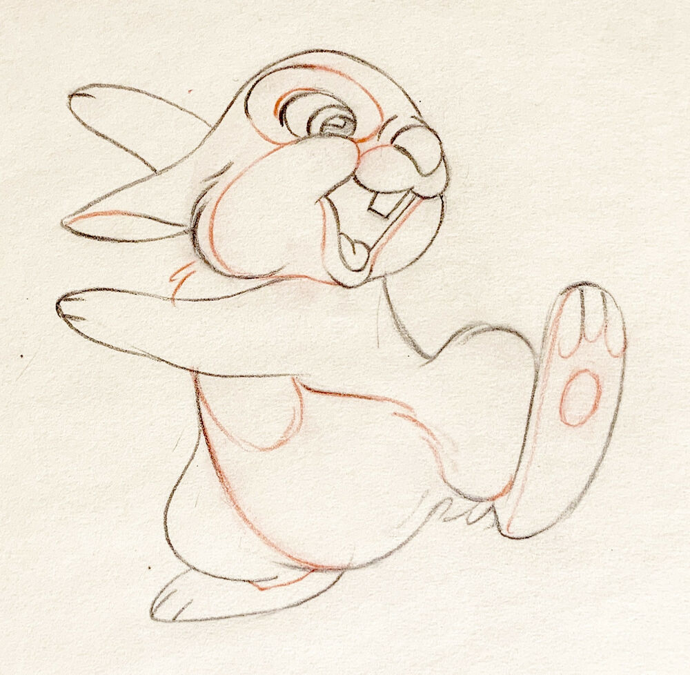 1000x978 rare walt disney bambi thumper original production animation - Disney Bambi Drawing