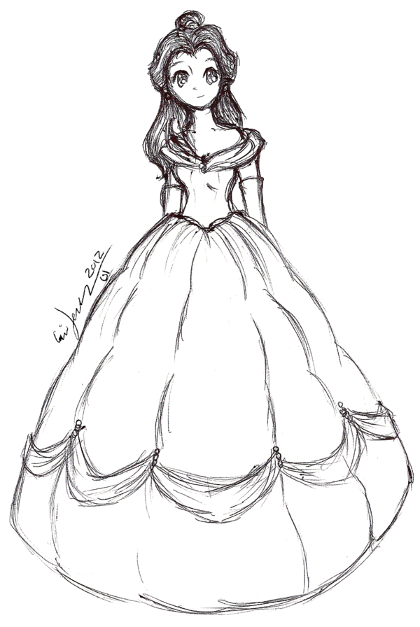 600x896 Collection Of Free Disney Drawing Sketch Download On Ui Ex - Disney Belle Drawing
