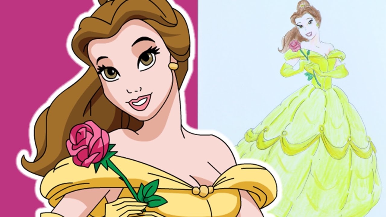 1280x720 How To Draw And Colour In Princess Belle Beauty And The Beast - Disney Belle Drawing