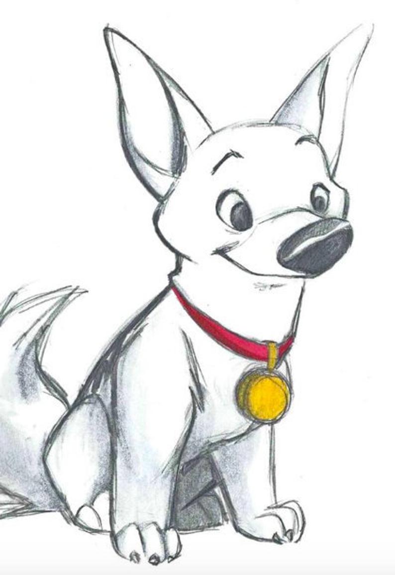 794x1155 bolt disney print dog cartoon animation pet etsy - Disney Bolt Drawing