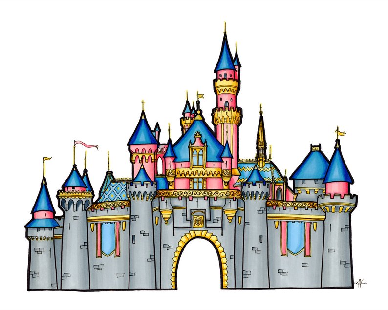 794x635 disney castle drawing sleeping beauty castle illustration etsy - Disney Castle Drawing