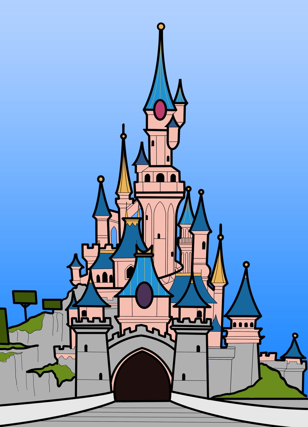 1024x1421 disney castle drawing step disneyland - Disney Castle Drawing