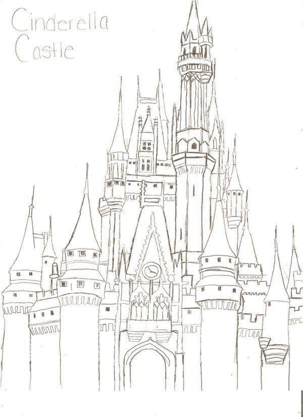 600x825 Castle Lineart Cinderella For Free Download - Disney Castle Drawing