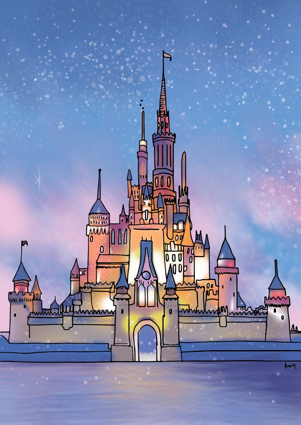1024x1443 Disney Castle - Disney Castle Drawing