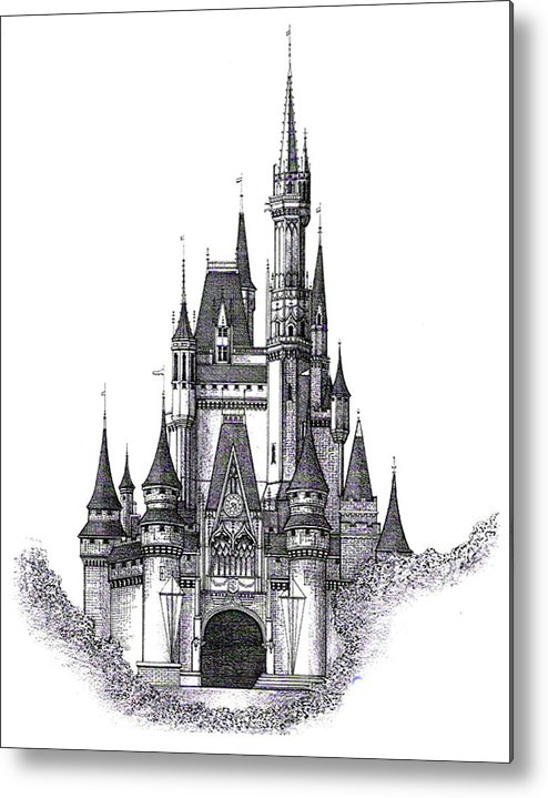 494x719 Walt Disney World Cinderella Castle Metal Print - Disney Castle Drawing