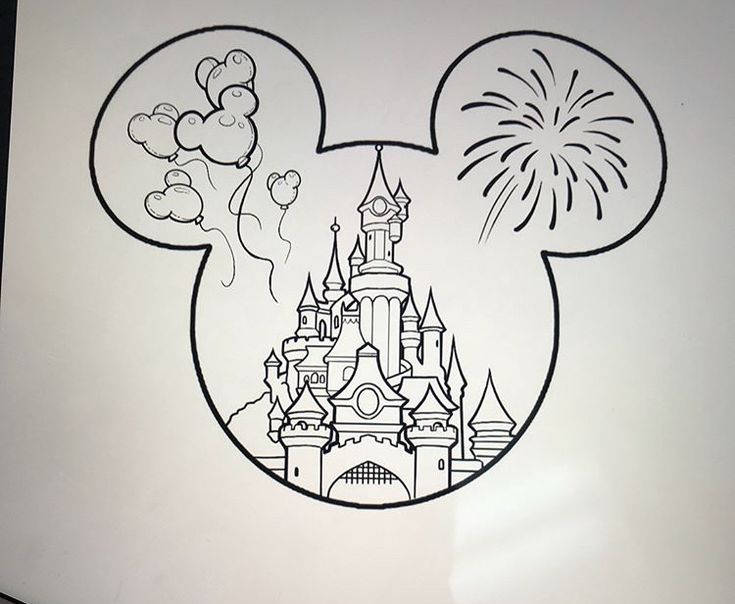 735x604 art drawing disney disney castle tattoo art drawing - Disney Castle Drawing