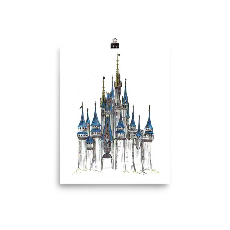 794x794 Cinderella Castle X Print Disney's Cinderella Etsy - Disney Castle Drawing