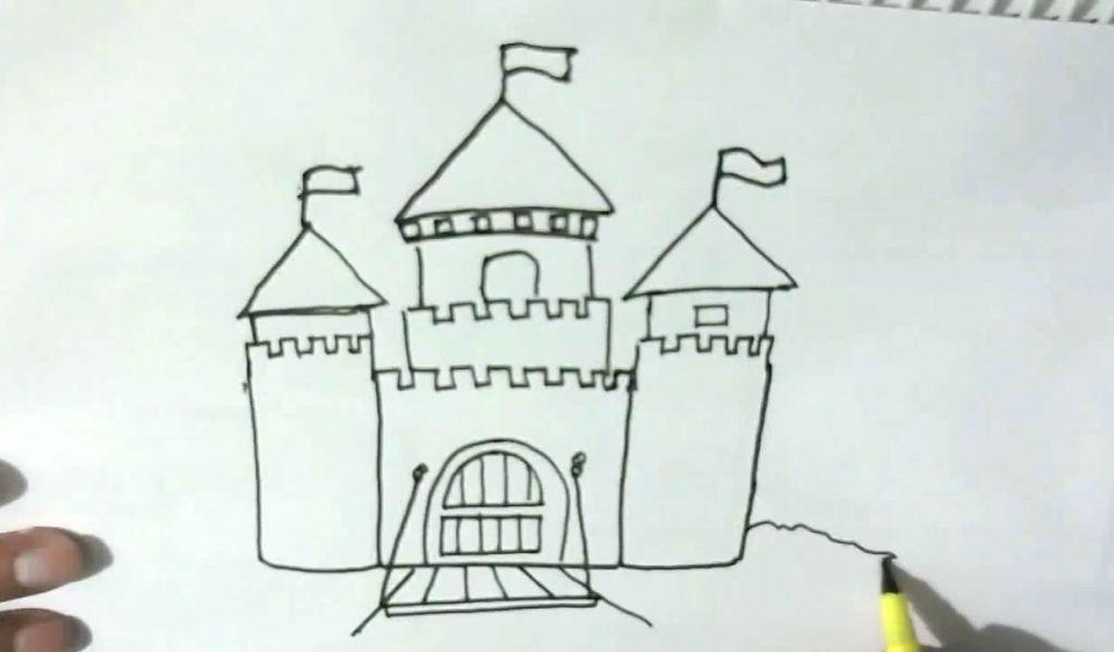 1024x600 Easy Castle Drawing Drawn Palace Easy Easy Cinderella Castle - Disney Castle Drawing Simple