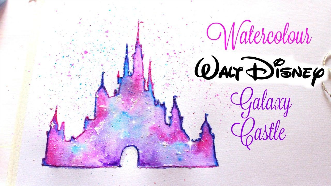 1280x720 Simple Walt Disney Castle Galaxy Watercolor Tutorial Disney - Disney Castle Drawing Simple