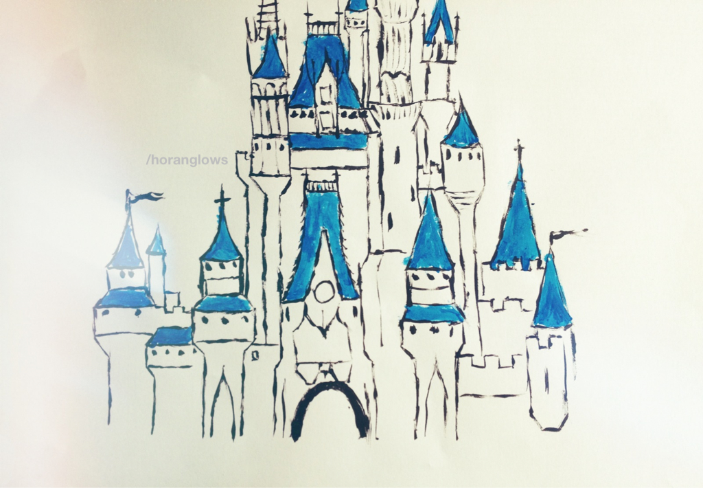 1024x710 Cinderella Castle My Drawing On We Heart It - Disney Castle Drawing Simple