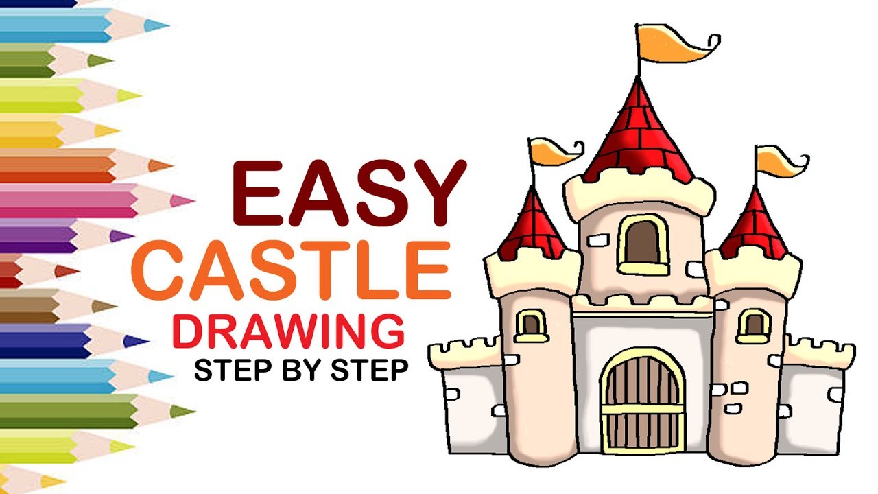 1280x720 How To Draw A Castle For Kids Step - Disney Castle Drawing Step Step