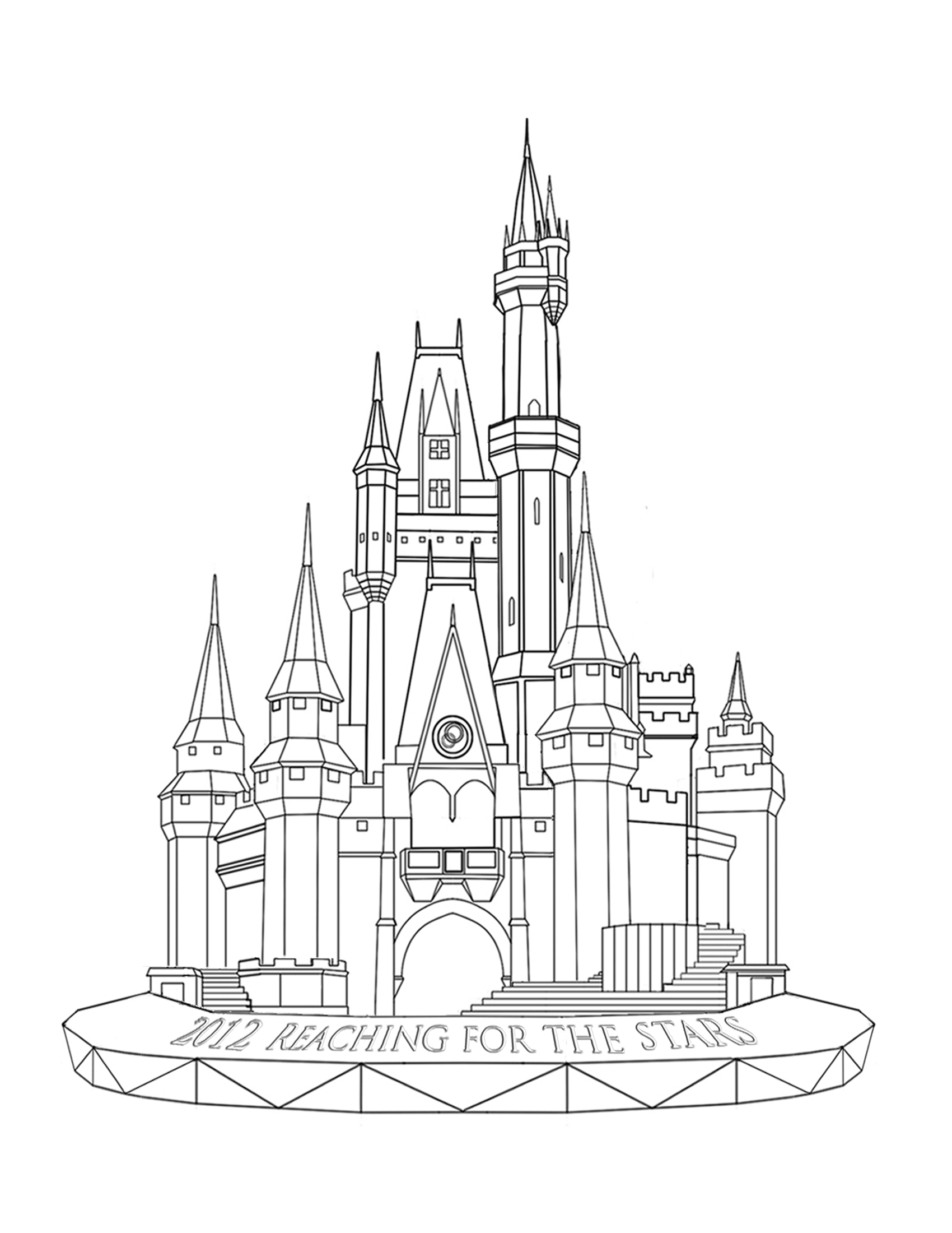 1700x2200 How To Draw The Disney Castle My Web Value - Disney Castle Drawing Step Step