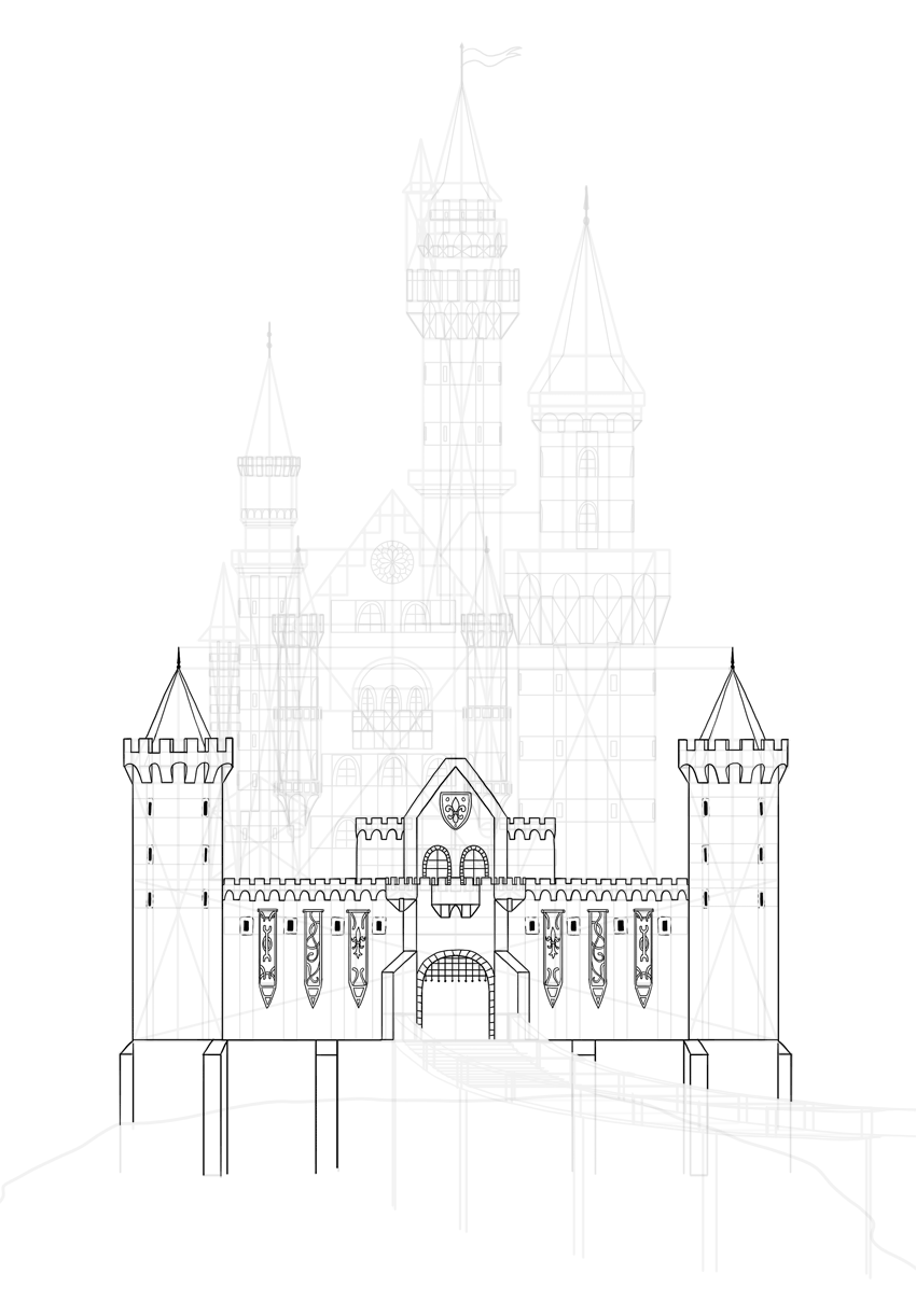 850x1222 How To Draw A Castle - Disney Castle Drawing Tutorial