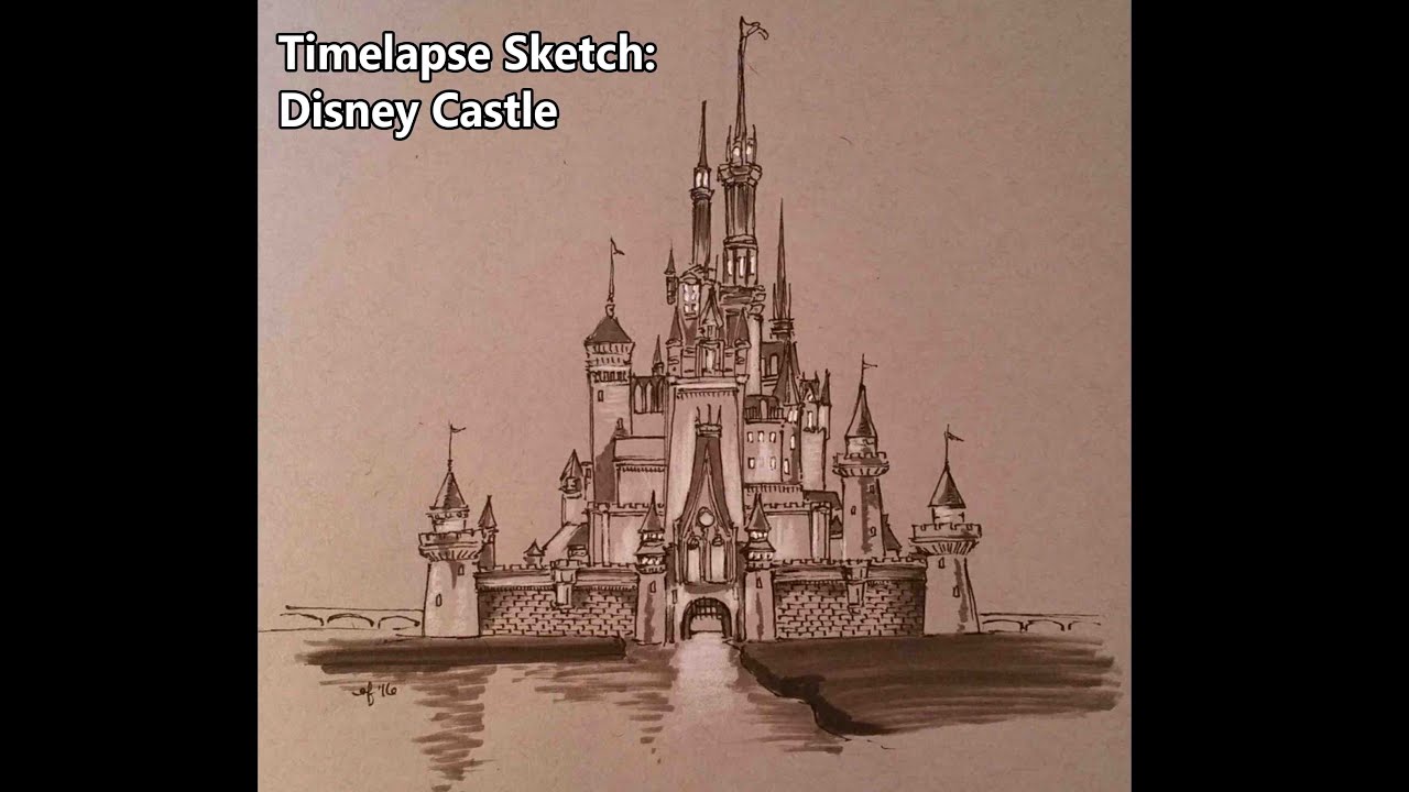 1280x720 Time Lapse Sketch Of The Disney Castle - Disney Castle Drawing Tutorial