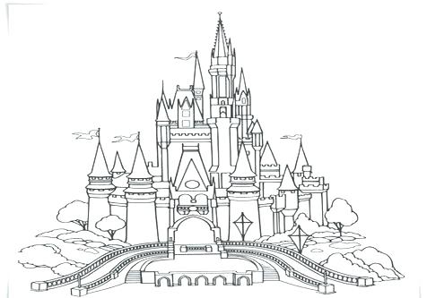 Disney Castle Coloring Pages Castle Line Art - Disney Castle Line Dra...