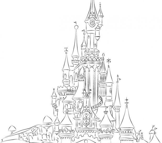 678x600 Disney Castle Line Drawing At Getdrawings Com - Disney Castle Line Drawing