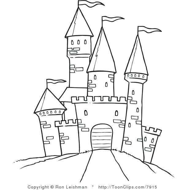 600x620 cinderella castle clipart castle drawing panda disney castle - Disney Castle Line Drawing