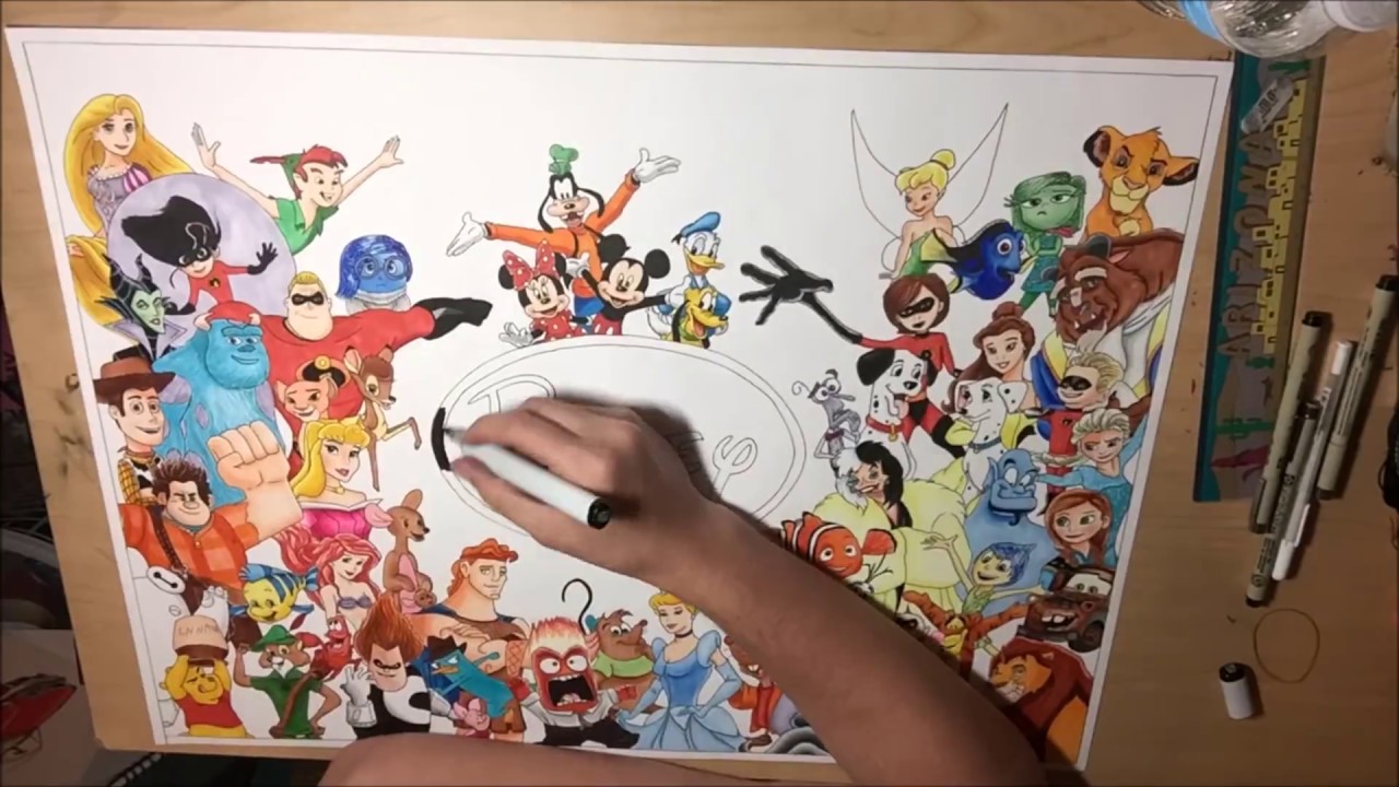 1280x720 Disney Characters Drawing - Disney Characters Drawing