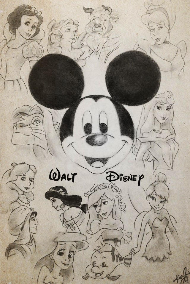 640x954 Disney Collage - Disney Collage Drawing