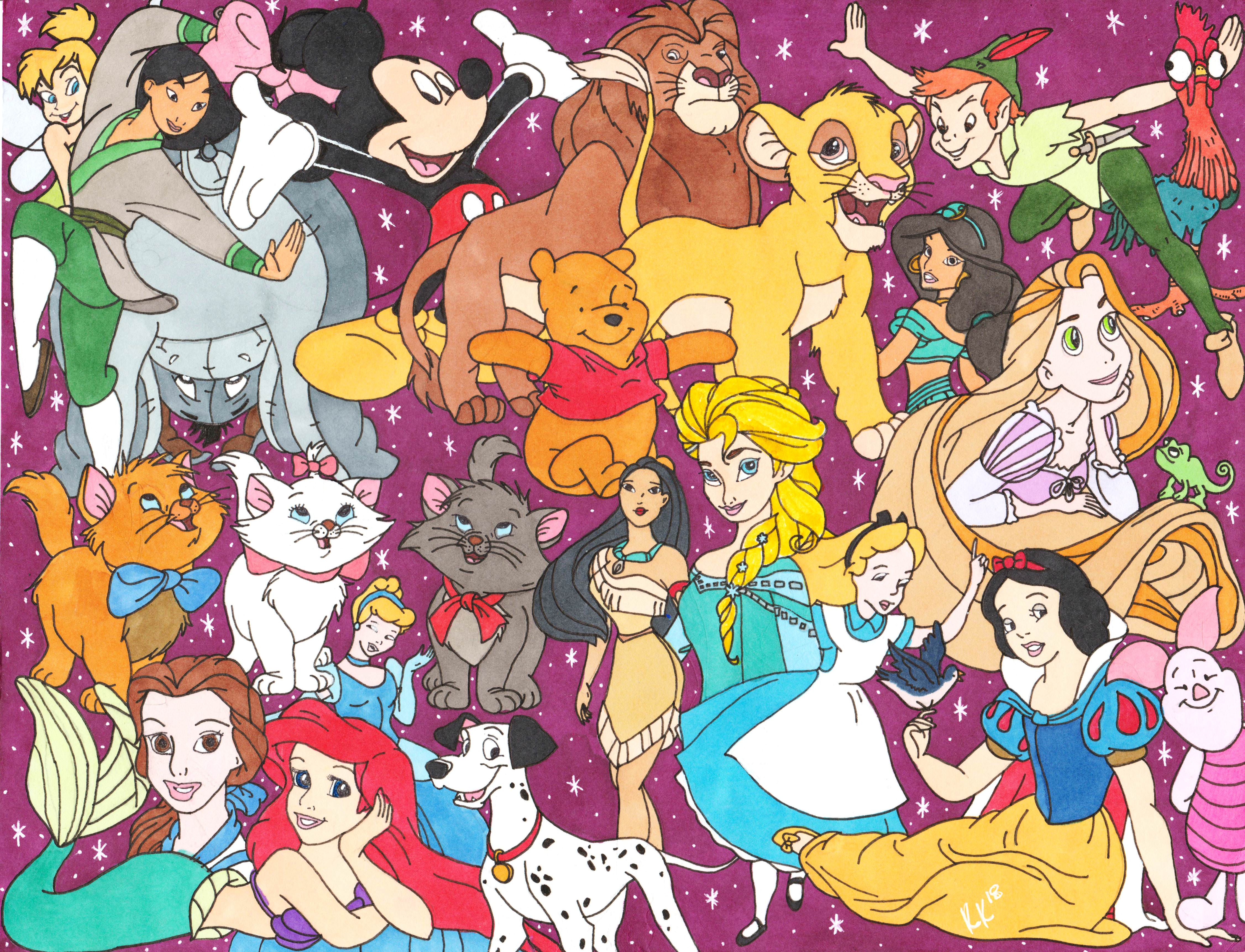 Disney Collage Drawing at PaintingValley.com | Explore ...