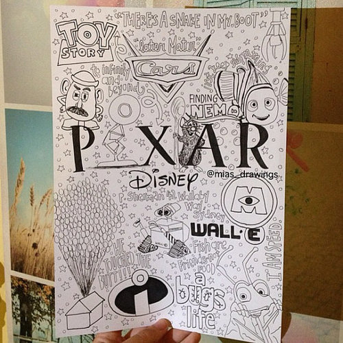 500x500 Pixar Collage Drawing Uploaded - Disney Collage Drawing