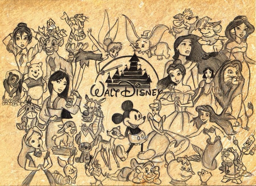 900x654 walt disney character collage disney perfection disney collage - Disney Collage Drawing