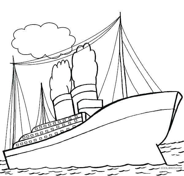 600x574 ship coloring pages pirate ship coloring pages printable sunken - Disney Cruise Ship Drawing