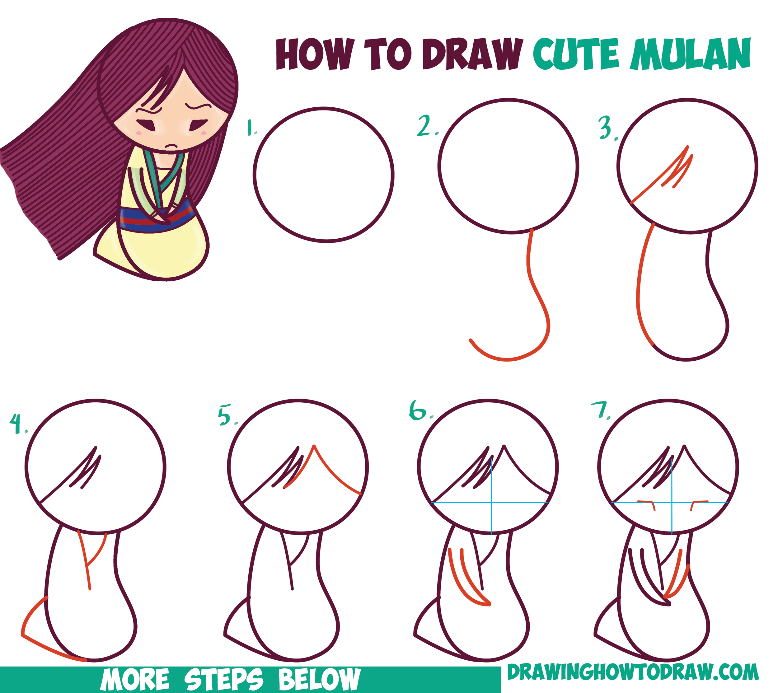 2500x2227 how to draw cute kawaii chibi mulan the chinese disney princess - Disney Drawing Tutorials