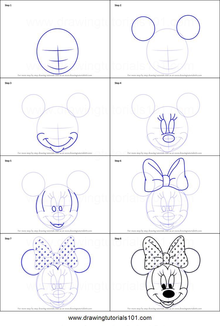750x1109 Minnie Mouse Easy Drawing With Disney How To Drawings Learn How - Disney Drawing Tutorials