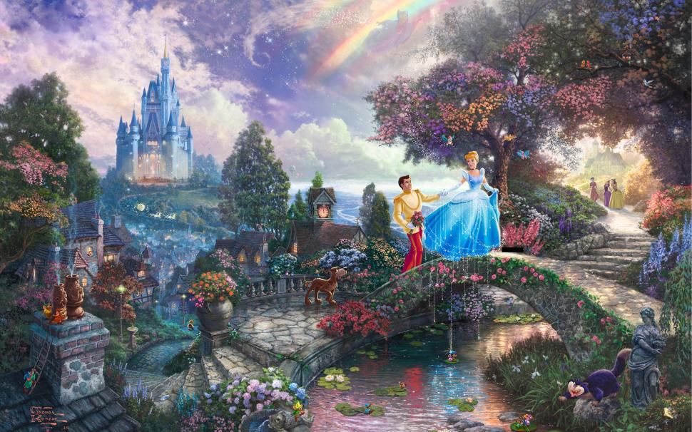 970x606 Cinderella Disney Castle Rainbow Drawing Hd Wallpaper Art - Disney Drawing Wallpaper