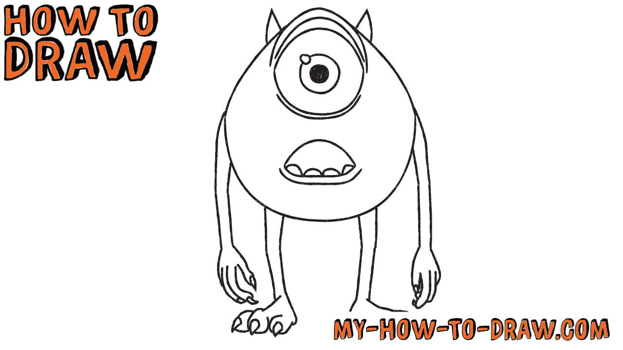1280x720 How To Draw Mike Wazowski Disney Pixar Monsters - Disney Drawings Easy