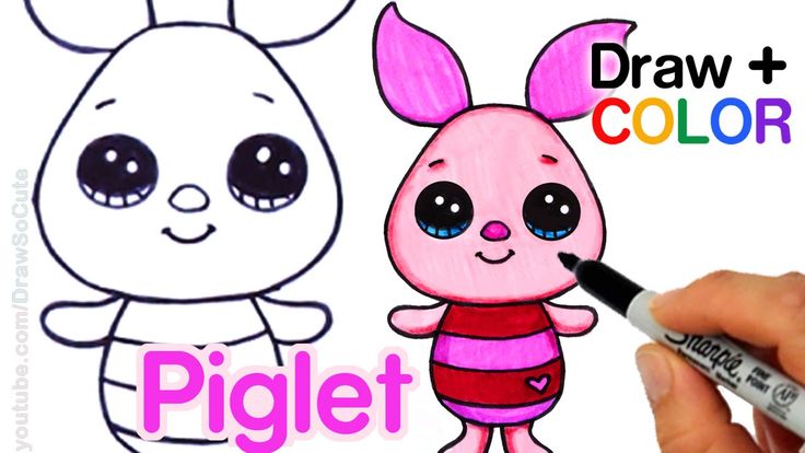 736x414 How To Draw + Color Piglet Easy From Winnie The Pooh - Disney Drawings For Kids