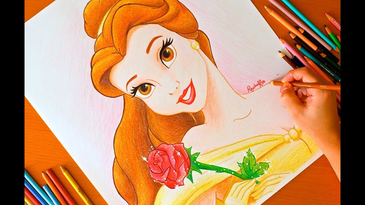 1280x720 Drawing Princess Belle Disney Budget Art - Disney Drawings Princess