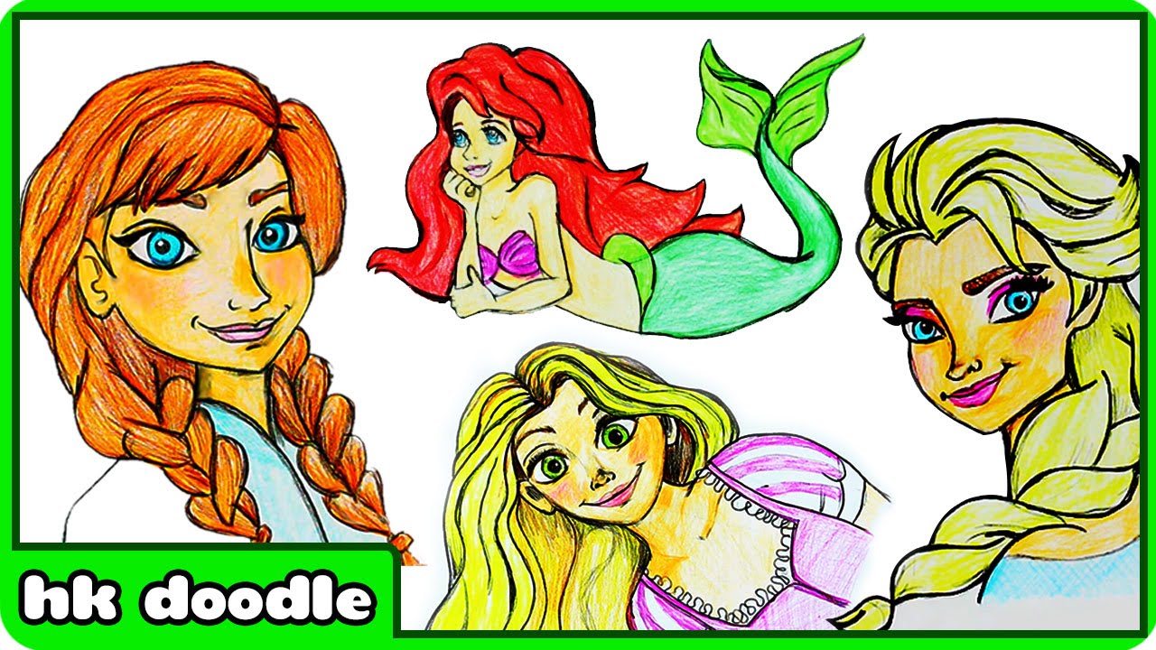 1280x720 how to draw disney princesses speed drawing compilation - Disney Drawings Princess