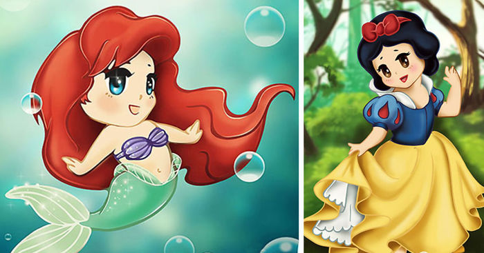 700x367 I Draw Cute Disney Princesses Chibi Style Bored Panda - Disney Drawings Princess