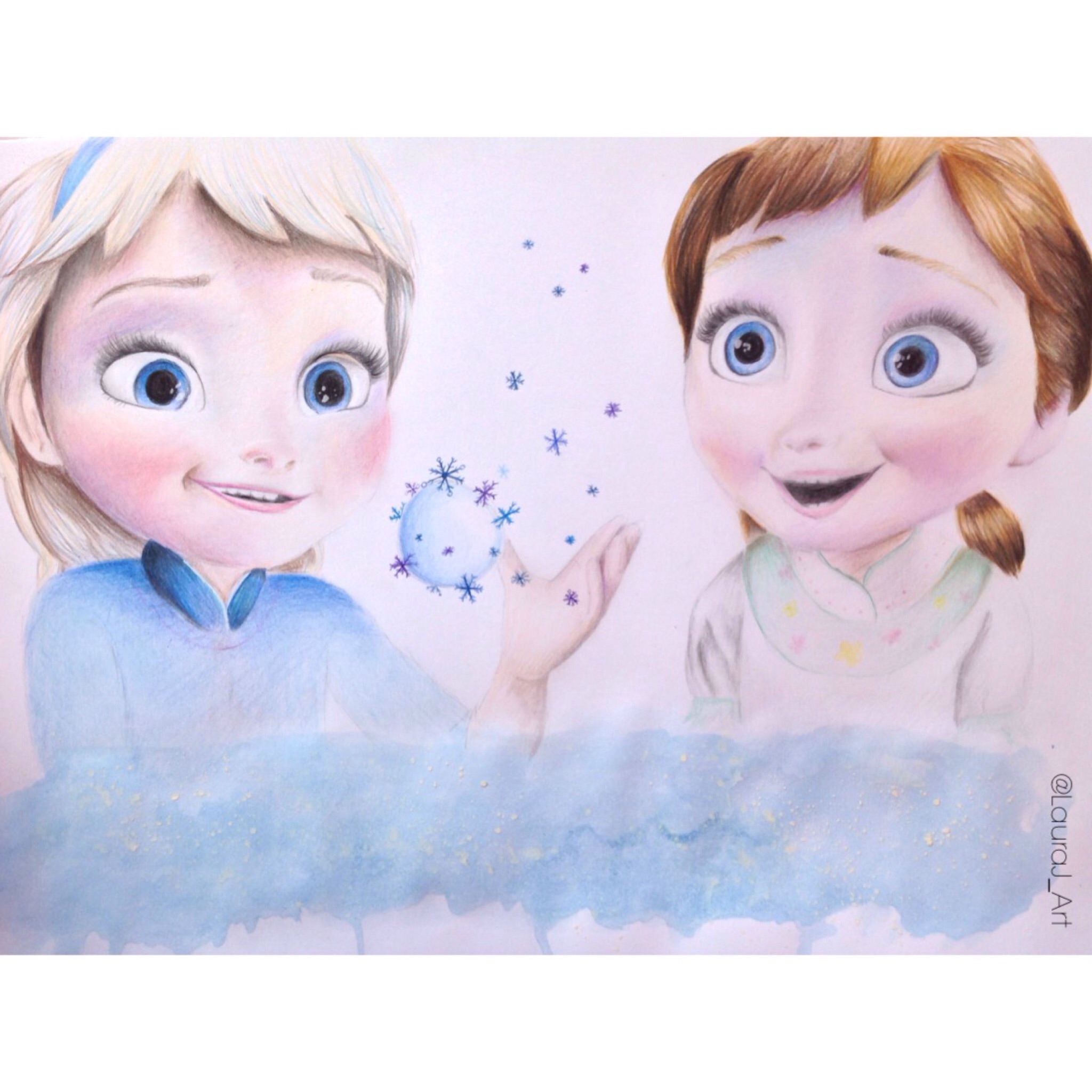 2048x2048 baby anna and elsa frozen drawing laura j art - Disney Elsa Drawing